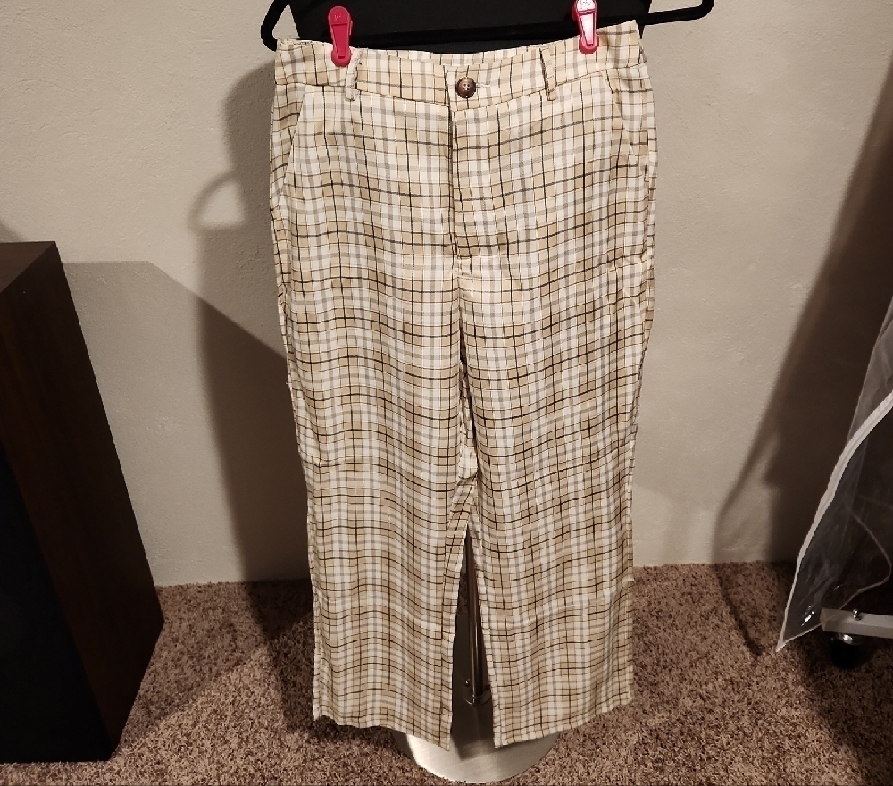 WDIRARA Women's Plaid Tartan High Rise Crop Pants Medium
